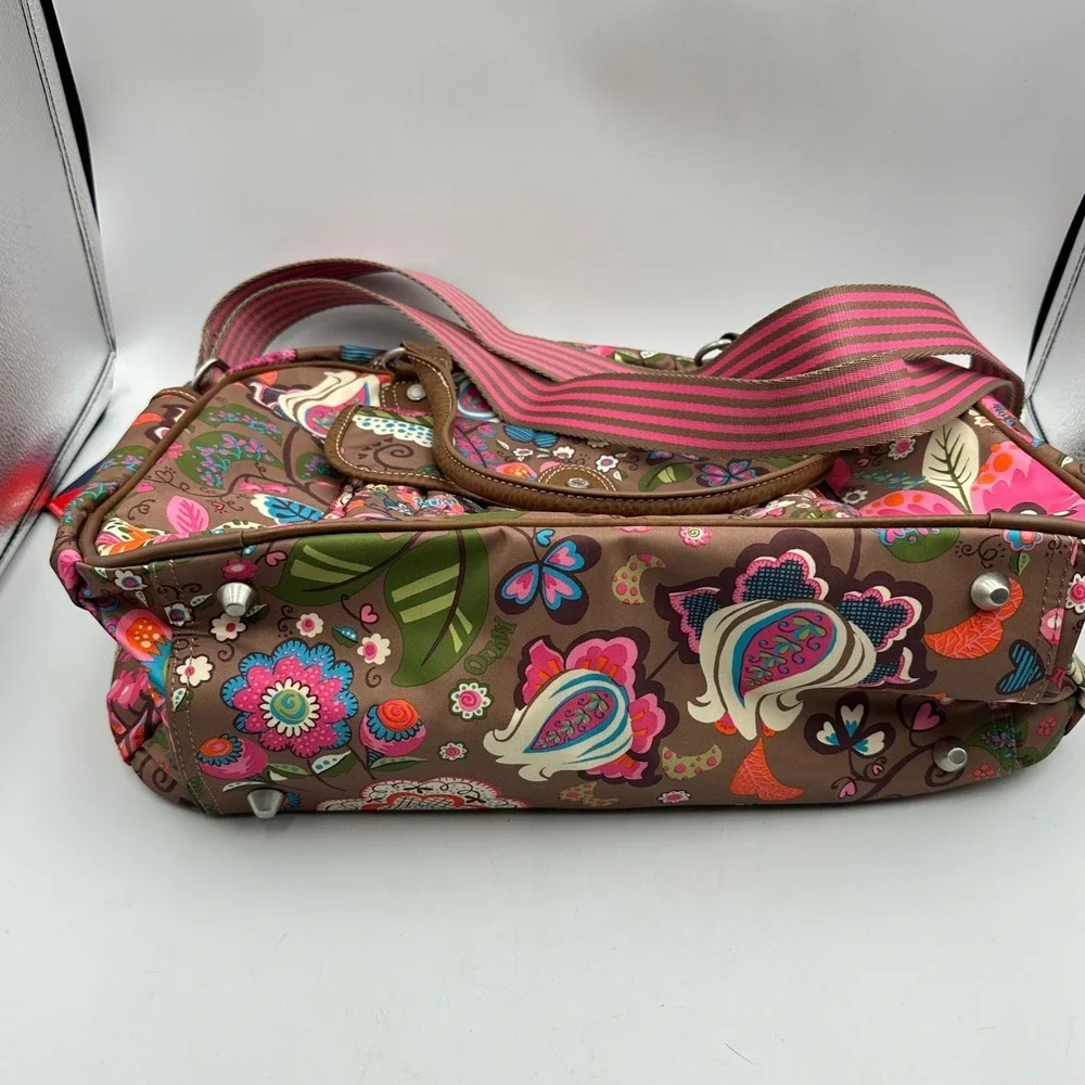 Oilily Carry All Floral Paisley Laptop Travel Bag Wood Brown OCB2203-8100 NWT